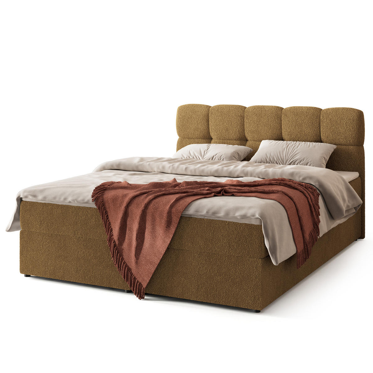 BOXBETT MERU 160x200 cm mit Matratze und Topper - Orange - Orange, Holz (160/200cm) - MASSENO