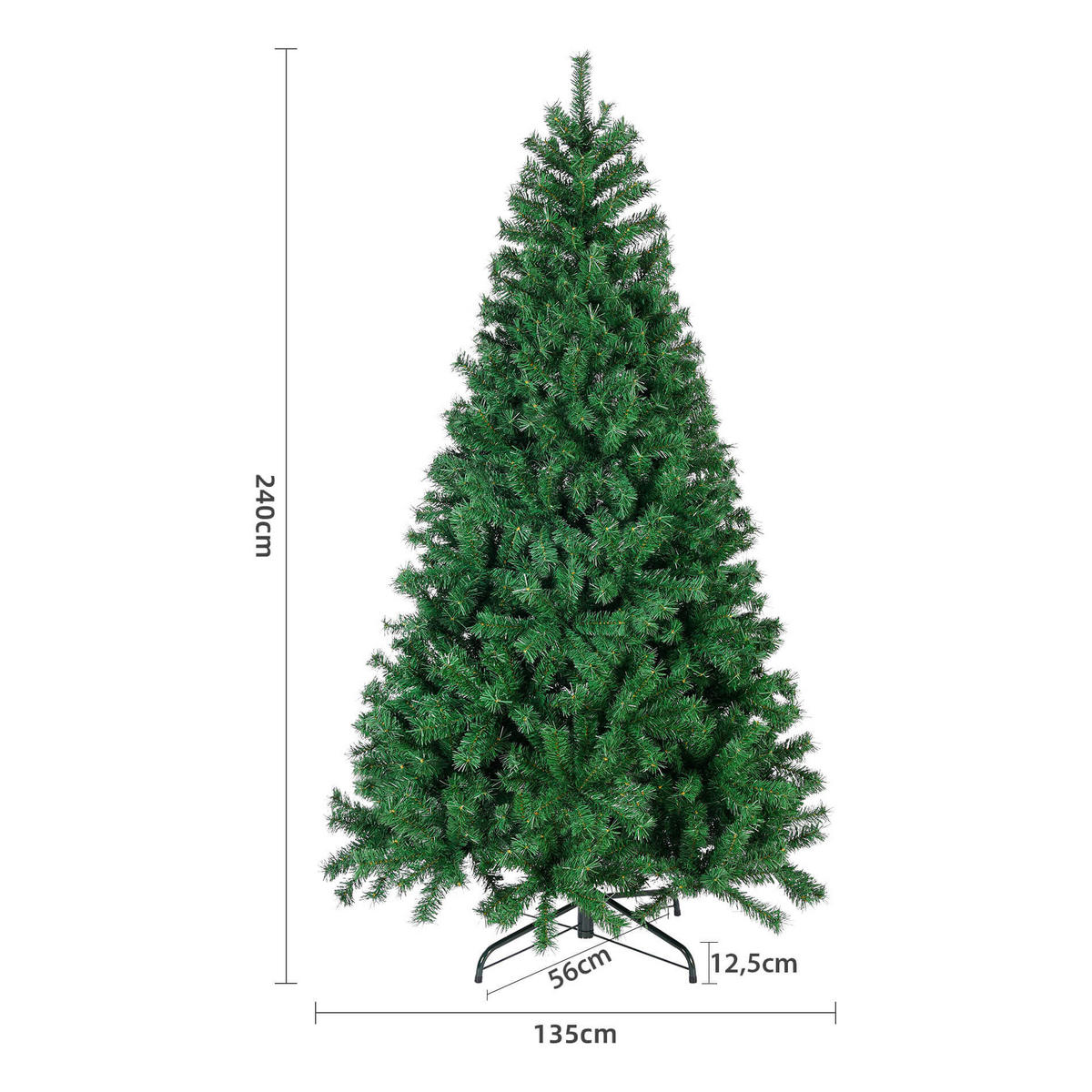 WEIHNACHTSBAUM Grün 135/135/240 cm - Grün, Kunststoff (240cm) - Mobili Rebecca