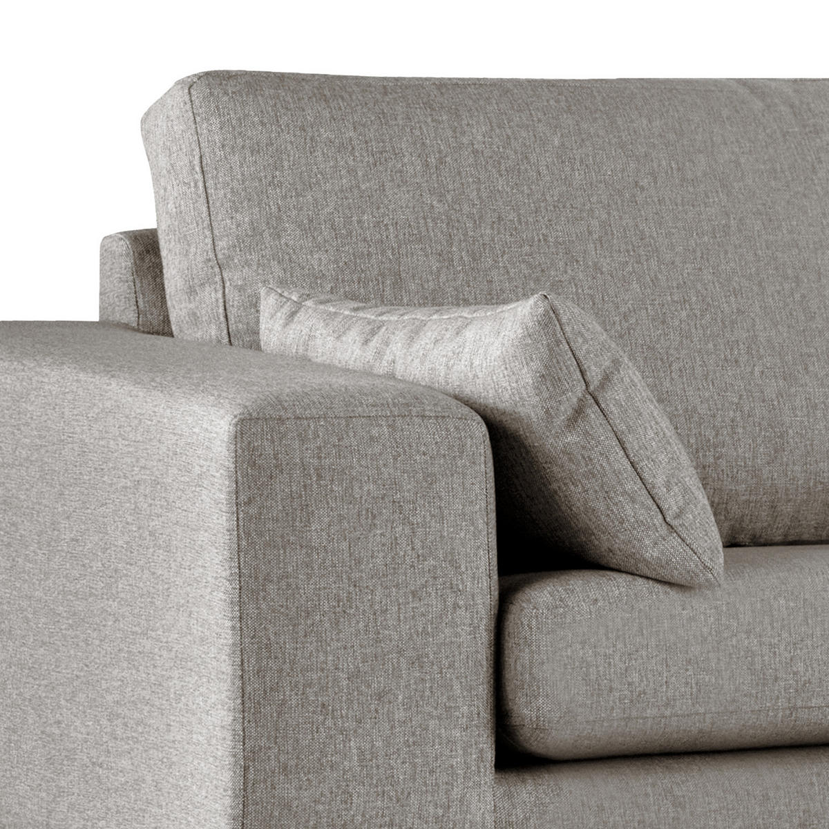 ECKSOFA mit Ottomane - Eichefarben/Graubraun, Eichenholz/Textil (287/219cm) - home24