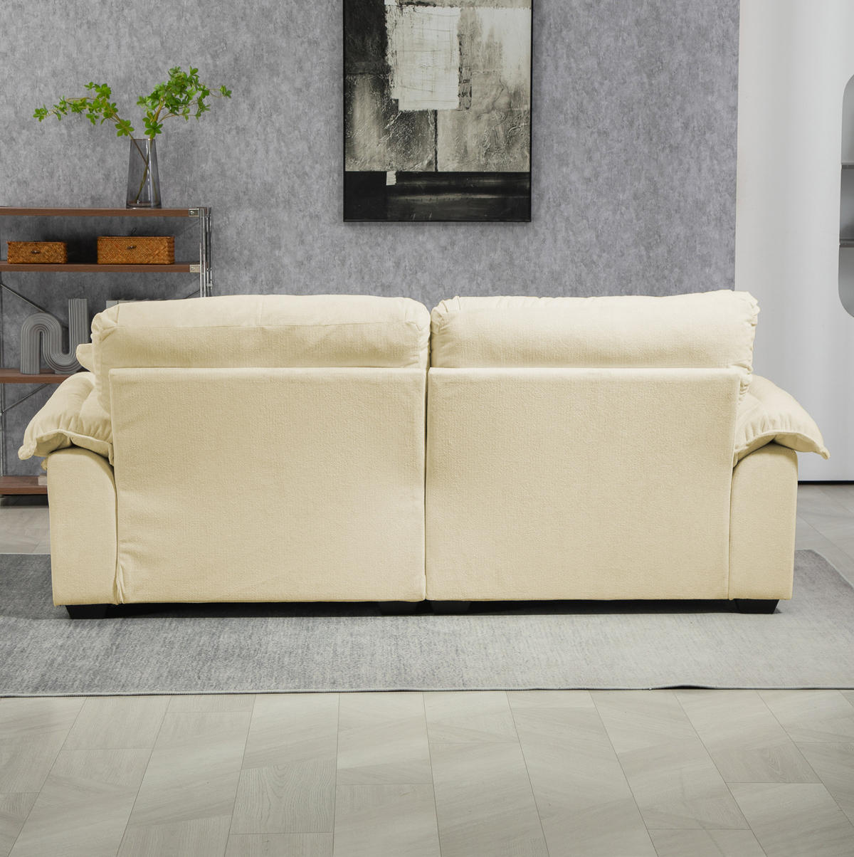 KAUČ s presvlakom od chenille tkanine, 214/89/93 cm bež, s dubokim sjedištem - bež, tekstil (90/87.6/215cm) - BEAOK