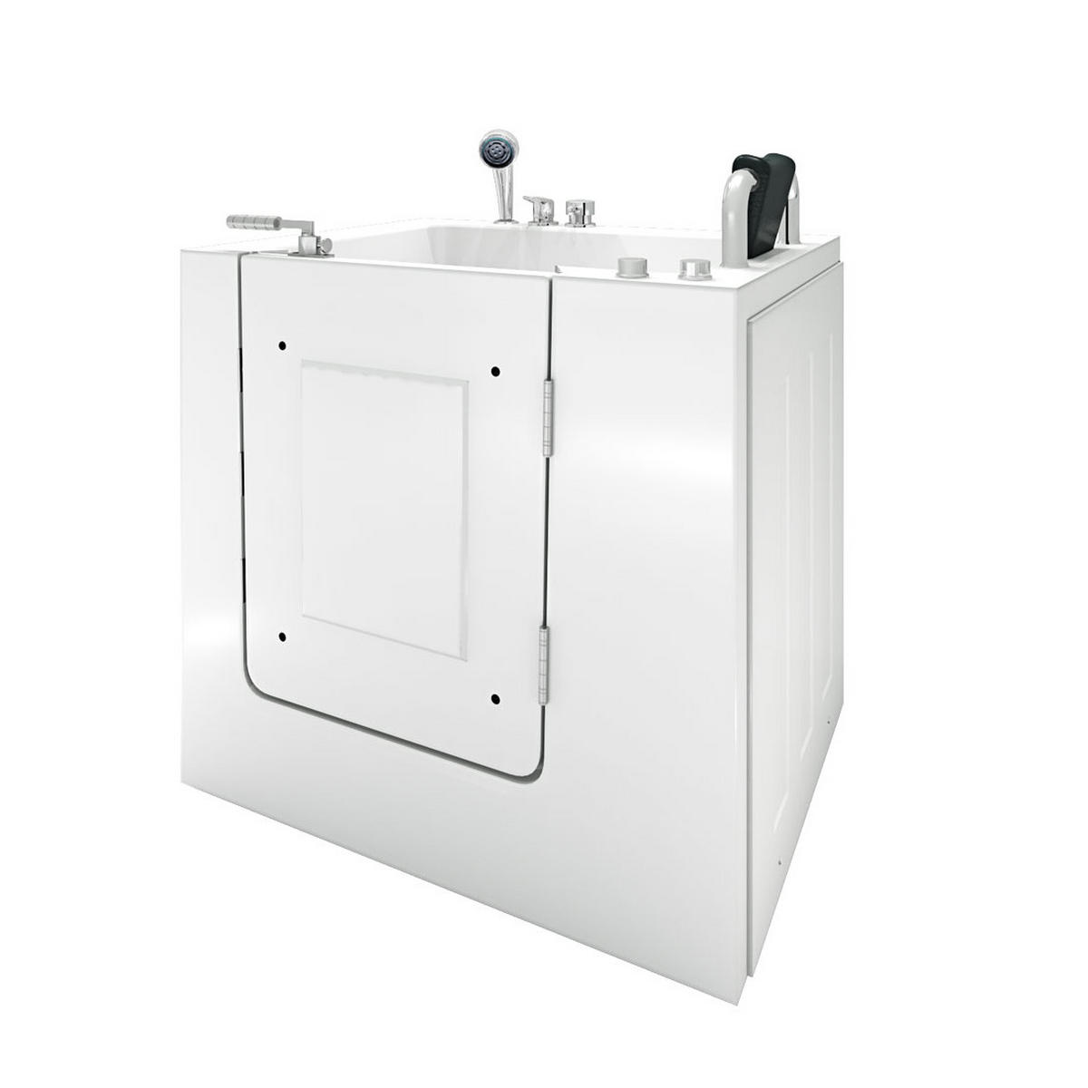 SITZWANNE Whirlpool mit Tür S02WP-A-R - Weiß, Glas/Kunststoff (100/113/78cm) - AcquaVapore by Sandra Jentho