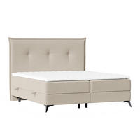 BOXBETT Menzzo Beige 180/200 cm mit Matratze und Topper - Beige/Schwarz, Holz/Holzwerkstoff (180/200cm) - Maison de Reve