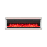 ELEKTROKAMIN 60" Hochglanz, LED-Flammen, 12 Farben, Fernbedienung, Atmosphärenlicht - Weiß, Holz (161/51.3/17cm) - EuroLiving