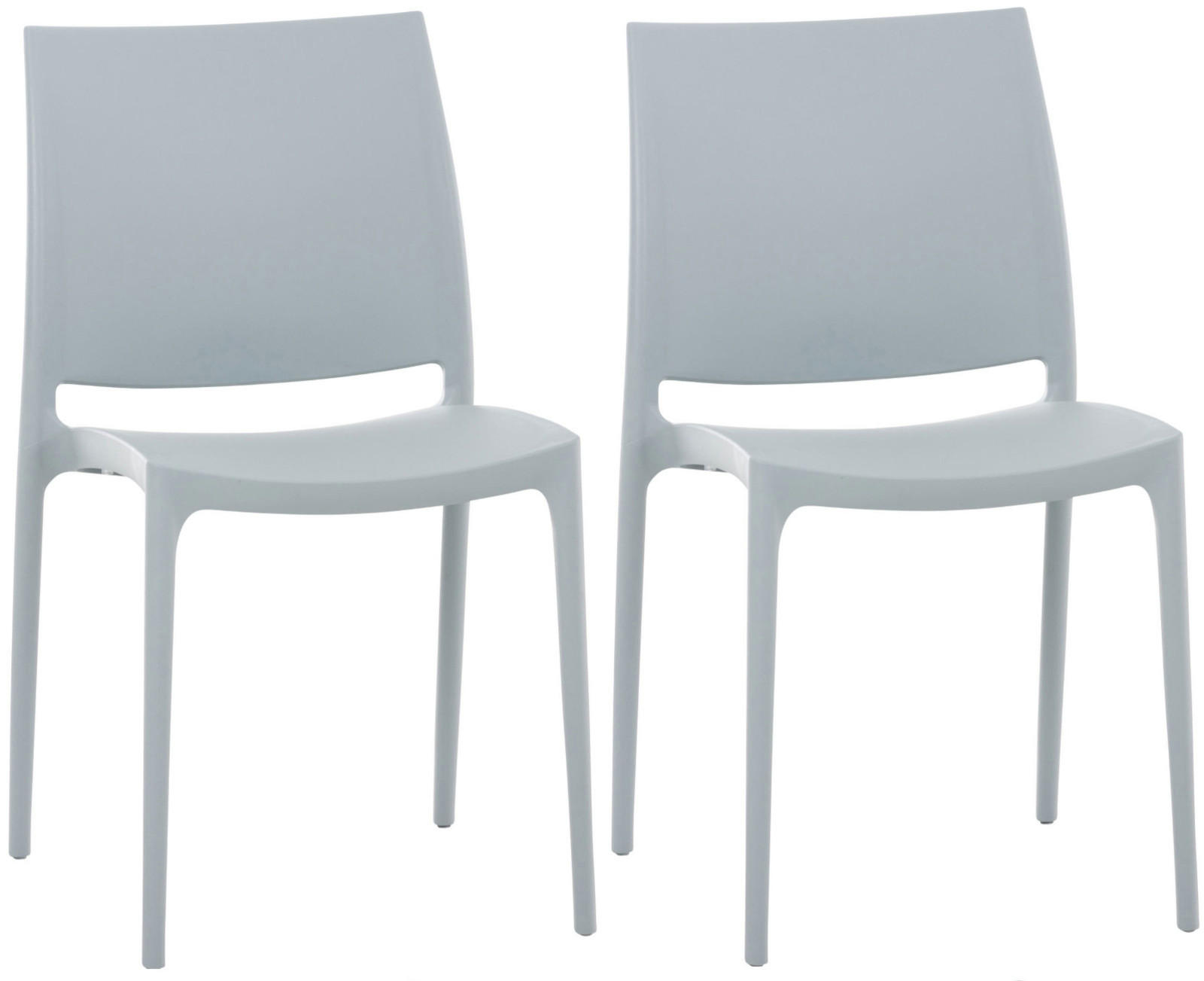 GARTENSTUHL 2er Set Kunststoff hellgrau - Hellgrau, Kunststoff (44/81/50cm) - CLP