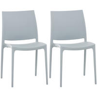 GARTENSTUHL 2er Set Kunststoff hellgrau - Hellgrau, Kunststoff (44/81/50cm) - CLP