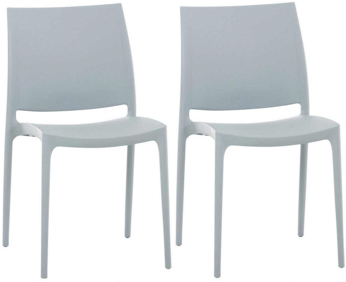 GARTENSTUHL 2er Set Kunststoff hellgrau - Hellgrau, Kunststoff (44/81/50cm) - CLP