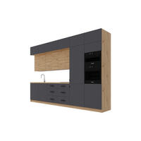 KÜCHENZEILE 360 cm - Nexa K50-G360 - in Grau & Woodline / Matt - Schwarz/Eiche Artisan, Holz/Metall (360/212/582cm) - ROYAL24_MARKT