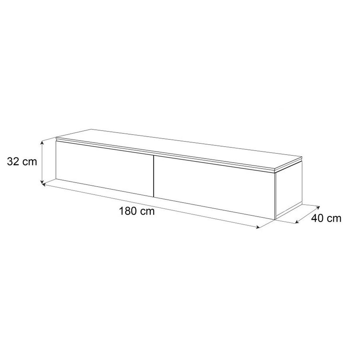 HÄNGESCHRANK TV-Möbel AURORA Schwarz Matt mit LED Beleuchtung - Schwarz, Holzwerkstoff (180/32/40cm) - Lookway