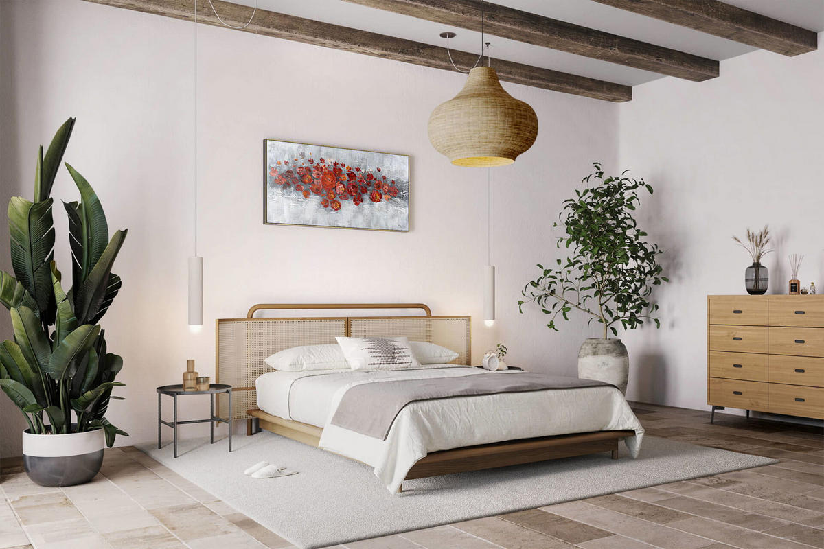 ÖLGEMÄLDE 120/60 cm - Rot/Grau, Holz/Textil (1.5/60cm) - KUNSTLOFT