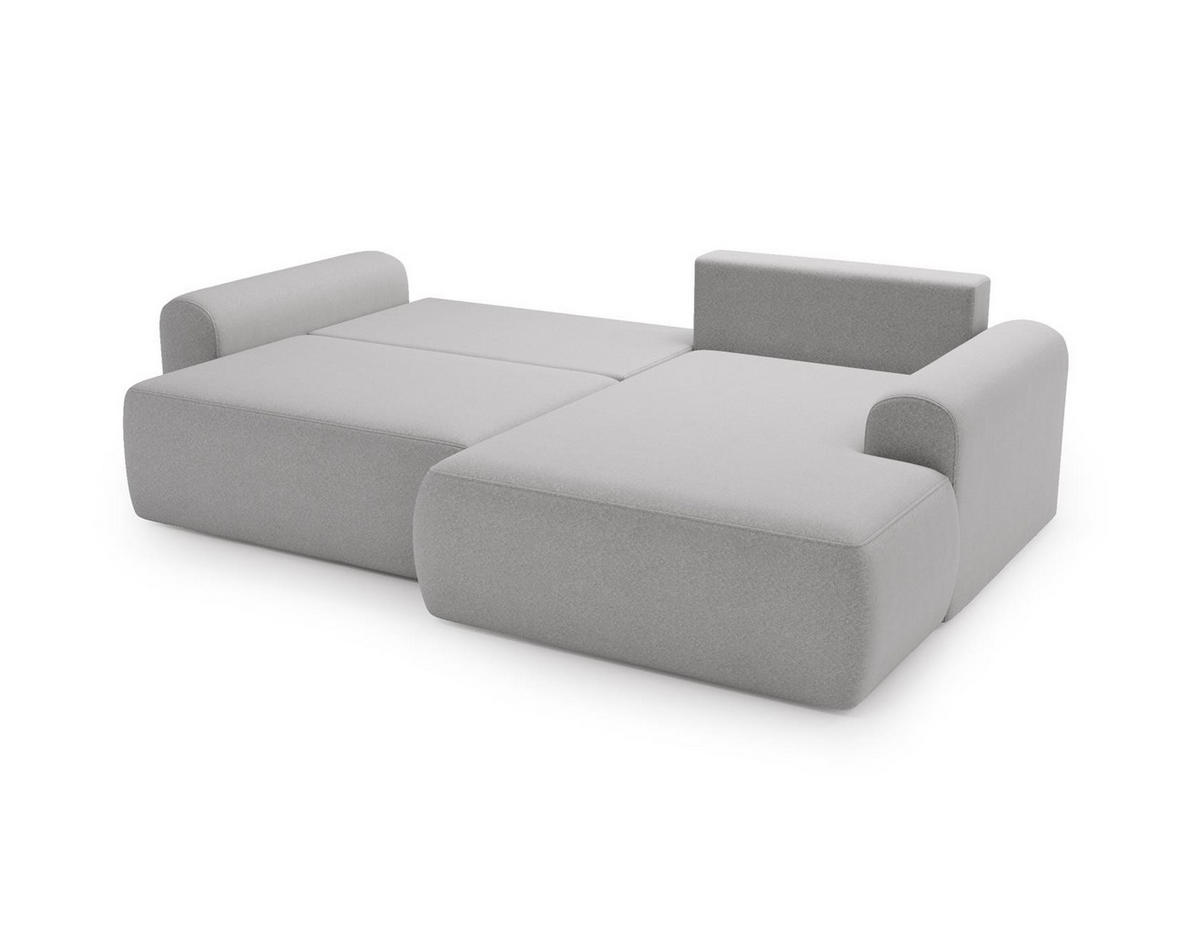 ECKSOFA Aurora Hellgrau, mit Schlaffunktion in Lambi Stoff, rechte seite - Hellgrau, Holzwerkstoff/Textil (257/177cm) - Bettso
