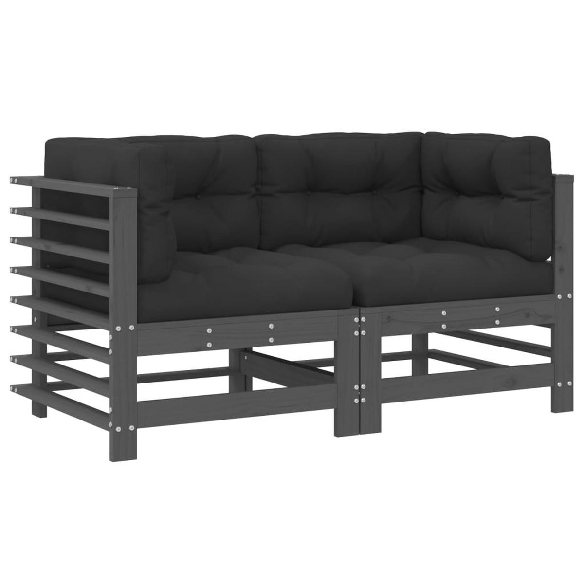 GARTENSOFA VYLOE 63.5/60/63.5 cm （2-SITZER） - Grau, Holz (63.5/60/63.5cm) - ZMH