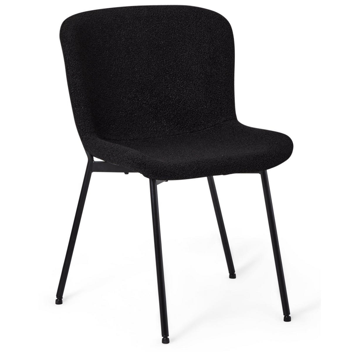 STUHL-SET 2 Stück in Teddystoff - Schwarz, Textil/Metall (52/80/61cm) - Furnhouse