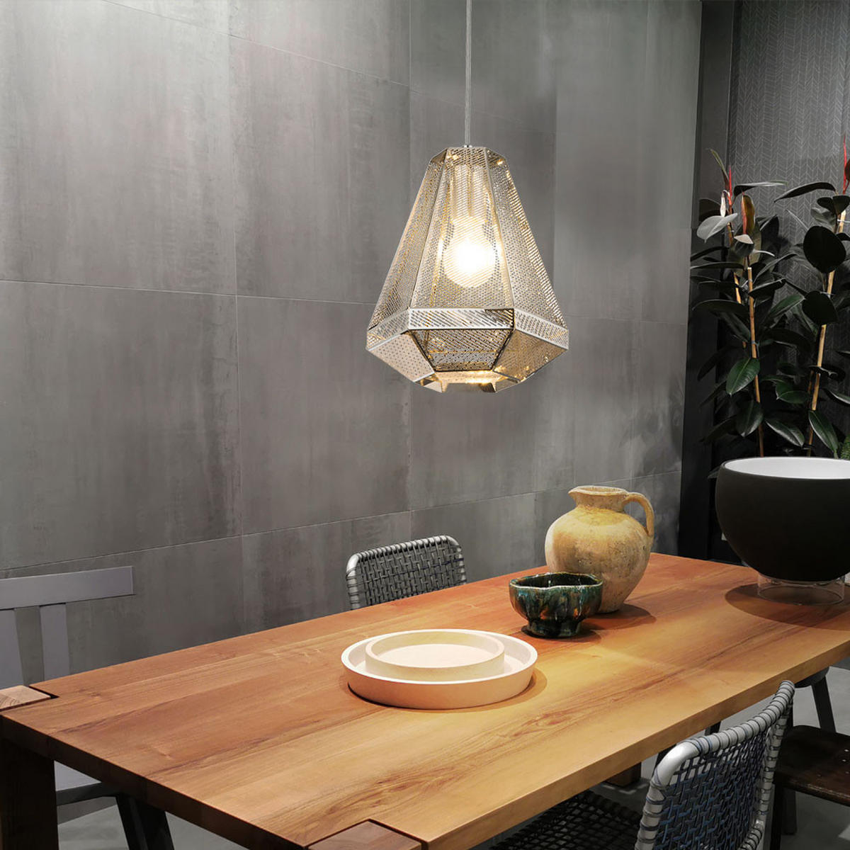 HÄNGELEUCHTE BRANDON Chrom Silber - Silberfarben, Metall (24/24/129cm) - Globo Lighting