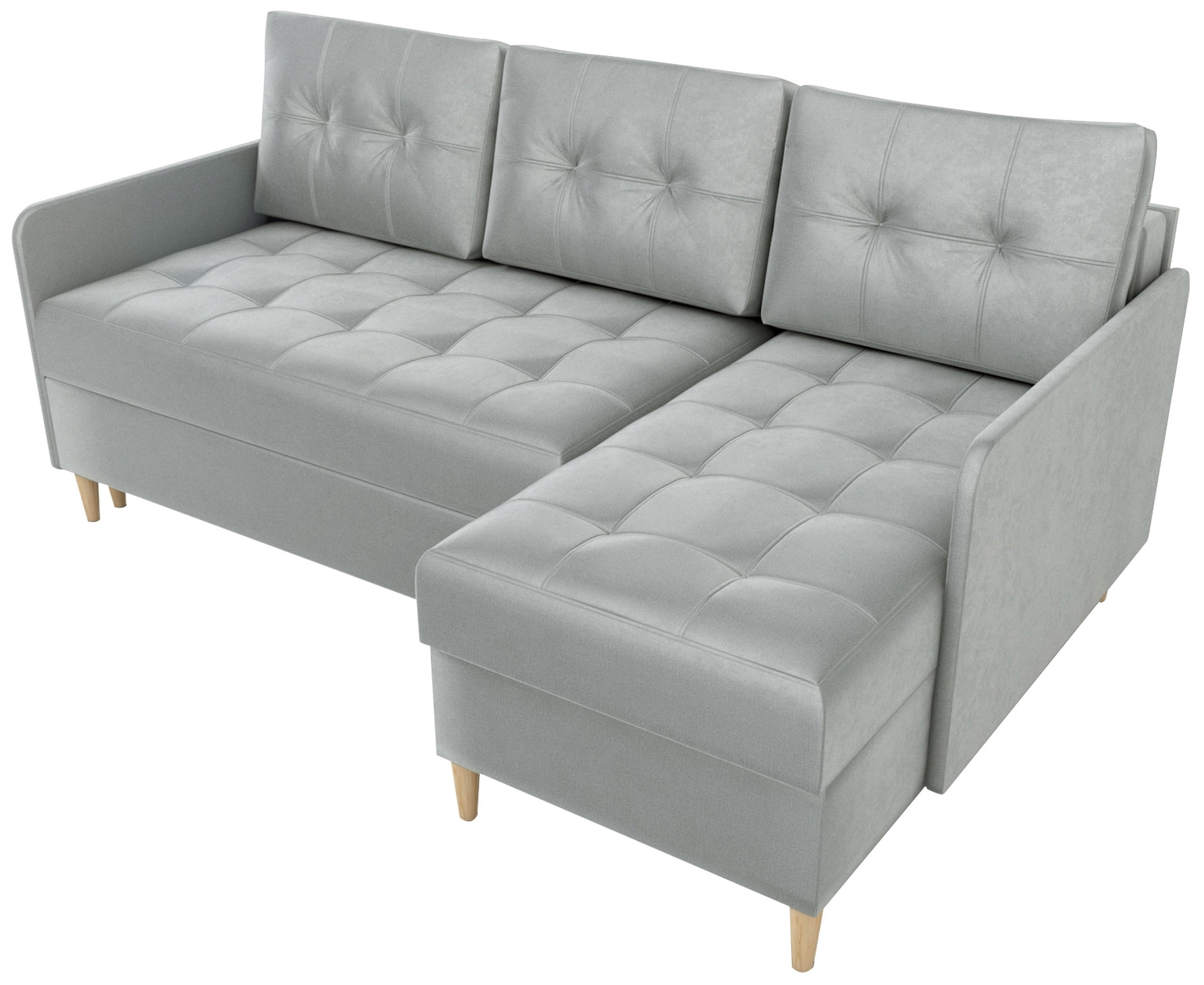 ECKSOFA Fado mit Schlaffunktion Grau Samtstoff - Grau, Textil (210/141cm) - Bromarkt