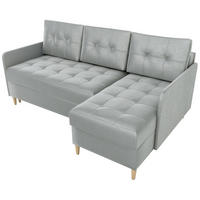 ECKSOFA Fado mit Schlaffunktion Grau Samtstoff - Grau, Textil (210/141cm) - Bromarkt