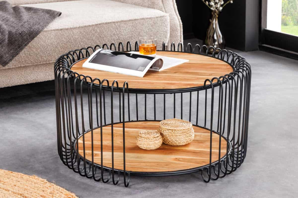 COUCHTISCH TRUE ELEMENTS Akazie rund Natur 73cm - Braun, Holz/Metall (73/73/41cm) - riess-ambiente