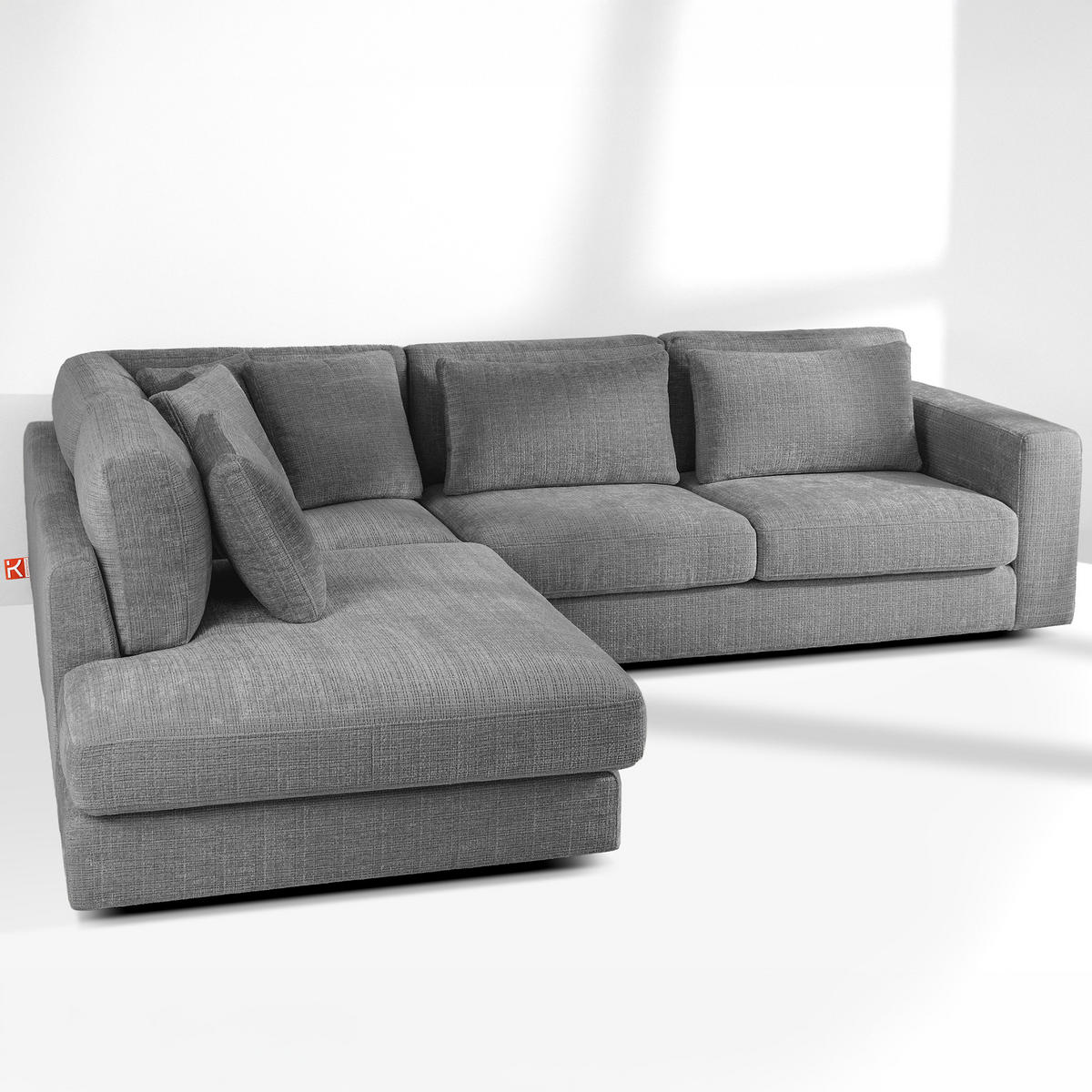 ECKSOFA links VERUS - Dunkelgrau, Holz/Holzwerkstoff (297/248cm) - KONSIMO®
