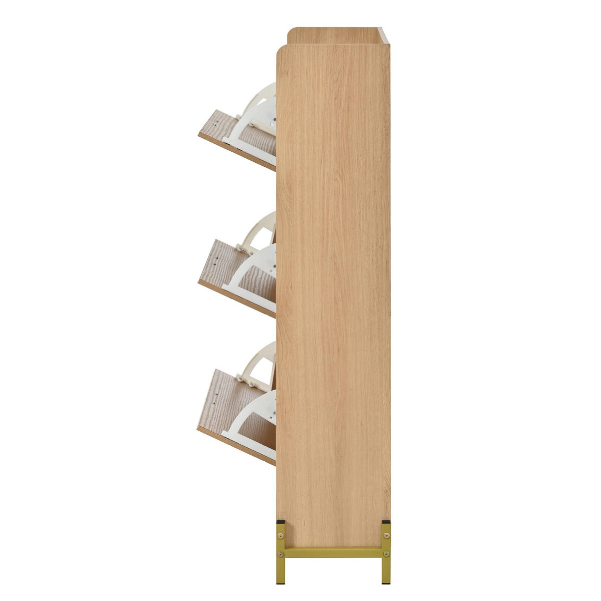 SCHUHSCHRANK mit Klapptüren 90 x 24 x 119 cm MDF Natural - Naturfarben, Holz (24/119/90cm) - Beauniv