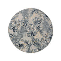 OUTDOORTEPPICH Flora Multicolor ø 320 cm rund - Blau/Creme, Kunststoff (320/320cm) - benuta