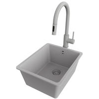 GRANITSPÜLE Venedig Slim Easy, 2-er set Grau 36/44 cm 1 Becken + Küchenarmatur 40/20 cm + Ablauf-Set ab 40er Unterschrank - Grau, Kunststoff (36/20/44cm) - Primagran