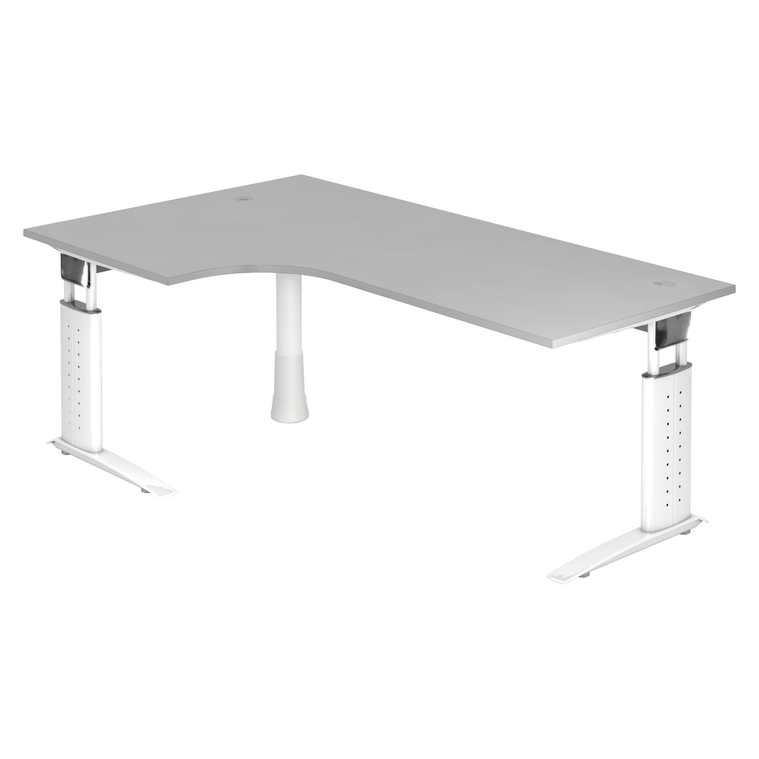 SCHREIBTISCH Serie-U 120/200/74 cm in Grau/Weiß - Weiß/Grau, Holzwerkstoff (120/200/74cm) - bümö