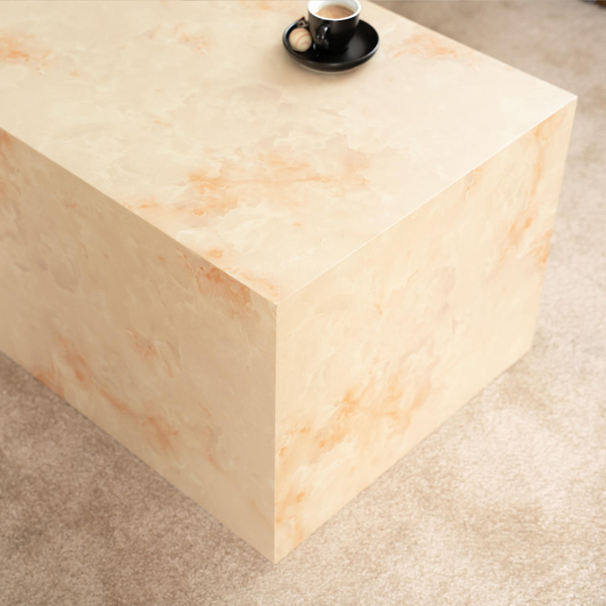 COUCHTISCH AMIRI L - Sandstein, 95 x 40 x 50 cm - Beige, Holzwerkstoff/Textil (50/95/40cm) - Home Deluxe
