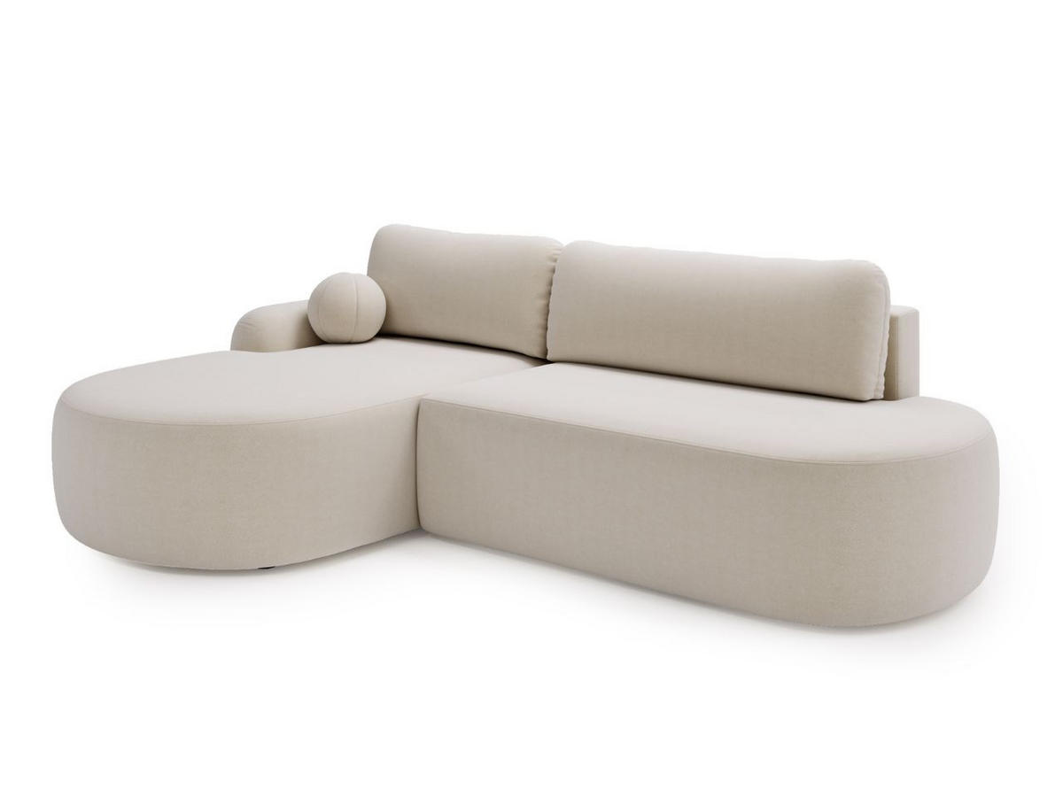 ECKSOFA Aurio O Bouclé-Stoff Creme Links - Creme, Holz/Textil (271/177cm) - Graingold
