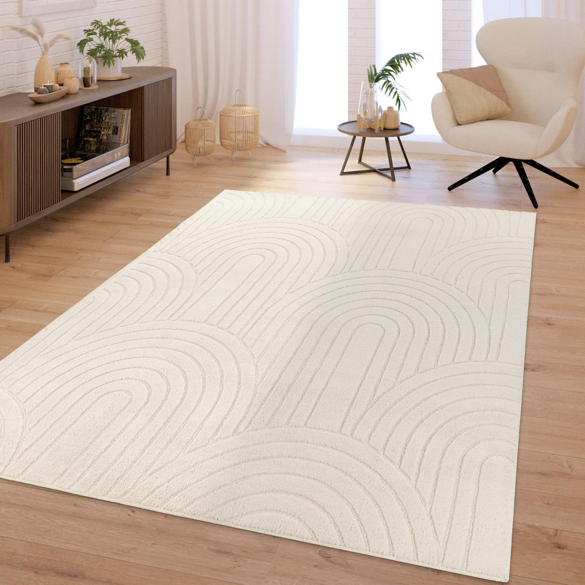 HOCHFLORTEPPICH Creme 120 x 160 cm - Creme, Kunststoff (120/160cm) - TT Home