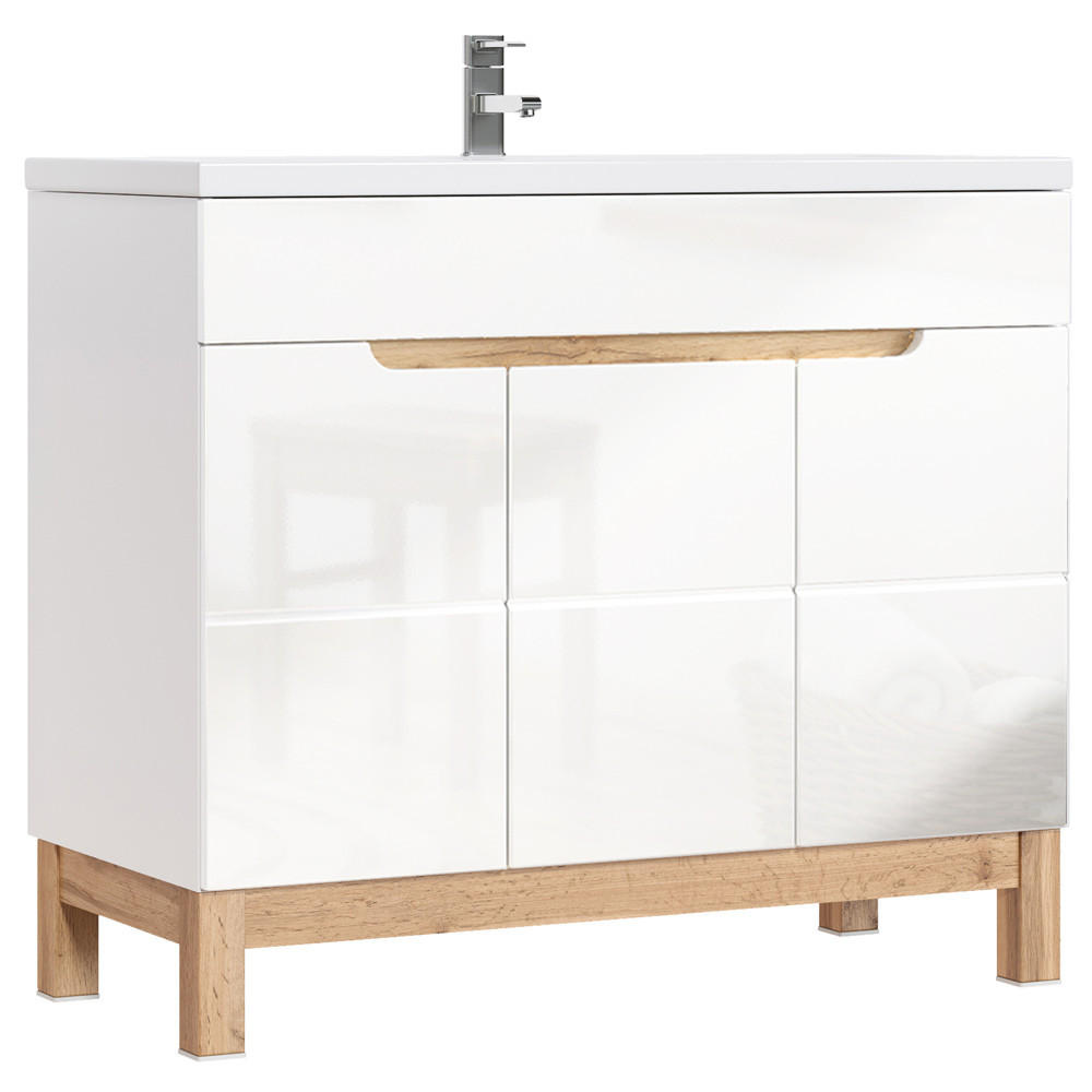 WASCHTISCH Solna-56 - Weiß, Holzwerkstoff (100/85/46cm) - Lomado