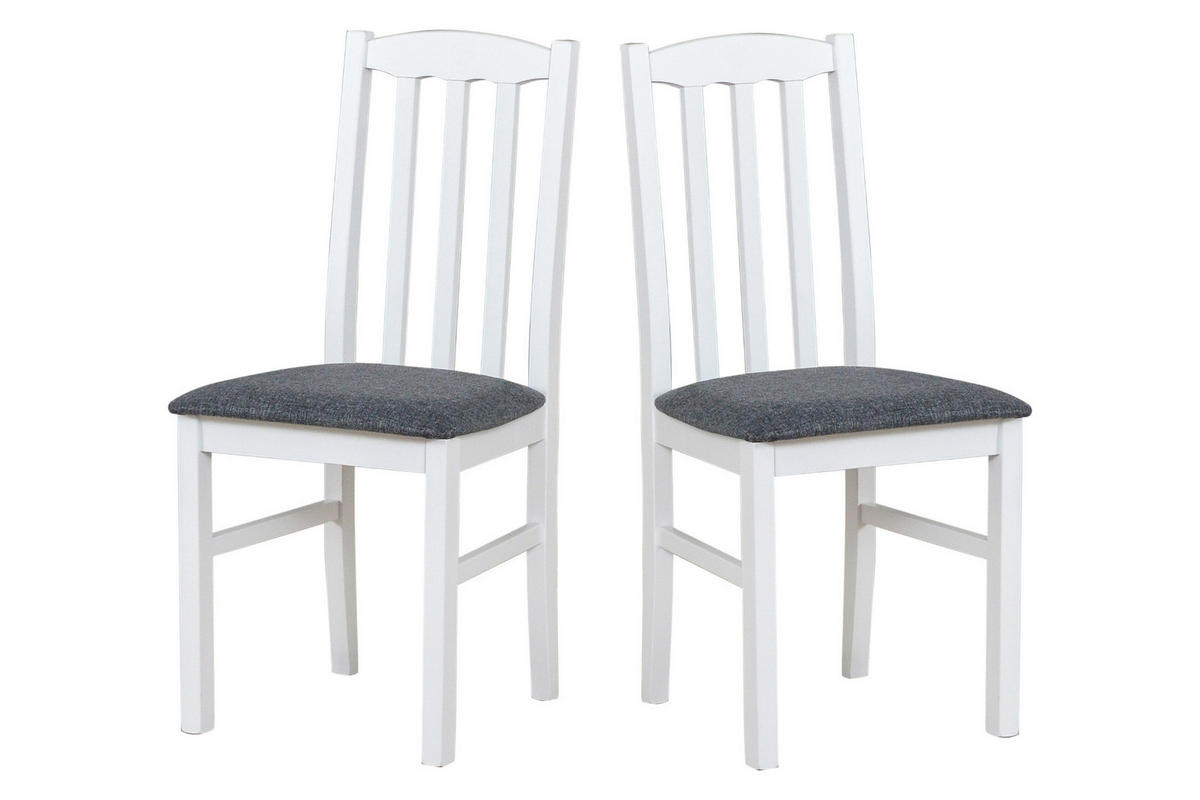 STUHL 2er Set Bos 12 Weiss, hygge 96 - Weiß/Grau, Holz (43/94/40cm) - Leaf Design