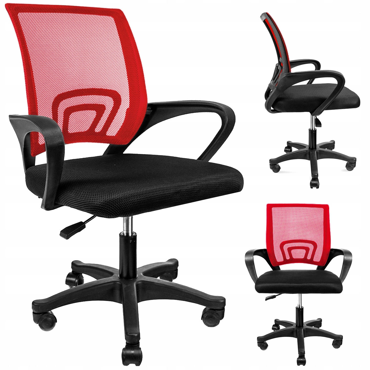 DREHSTUHL Smart -schwarz/burgund - Rot/Schwarz, Kunststoff (64/91/54cm) - JuMi