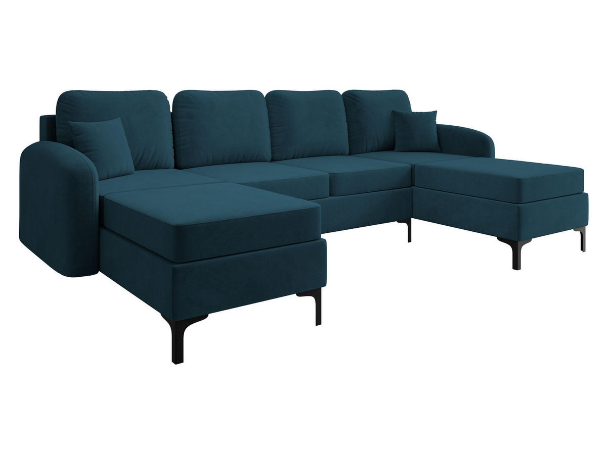 WOHNLANDSCHAFT Venice - Blau/Schwarz, Holz/Textil (293/96/172cm) - MIRJAN24