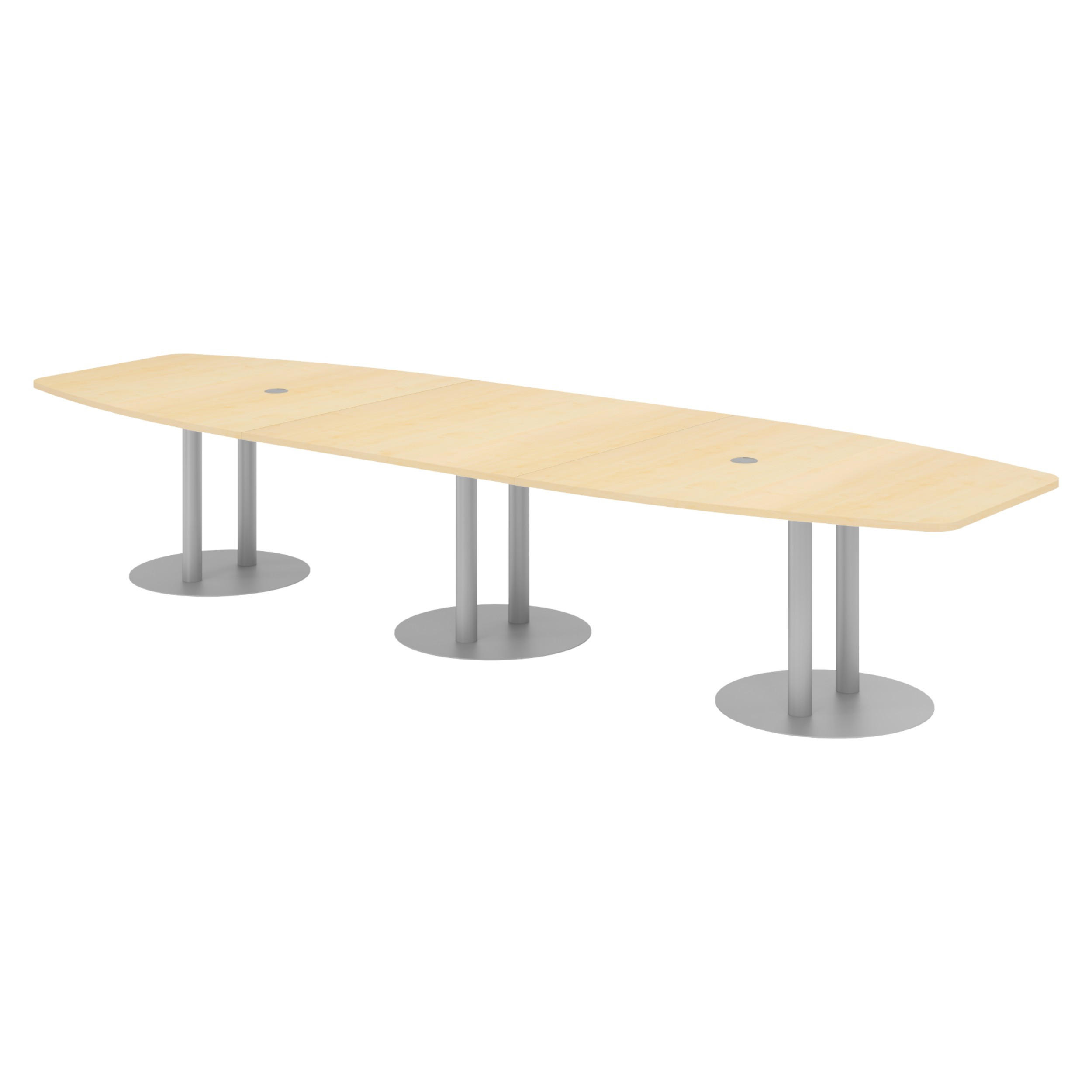 KONFERENZTISCH groß KT40 130/400/74 cm in Ahornfarben/Säule in Silberfarben - Silberfarben/Ahornfarben, Holzwerkstoff (130/400/74cm) - bümö