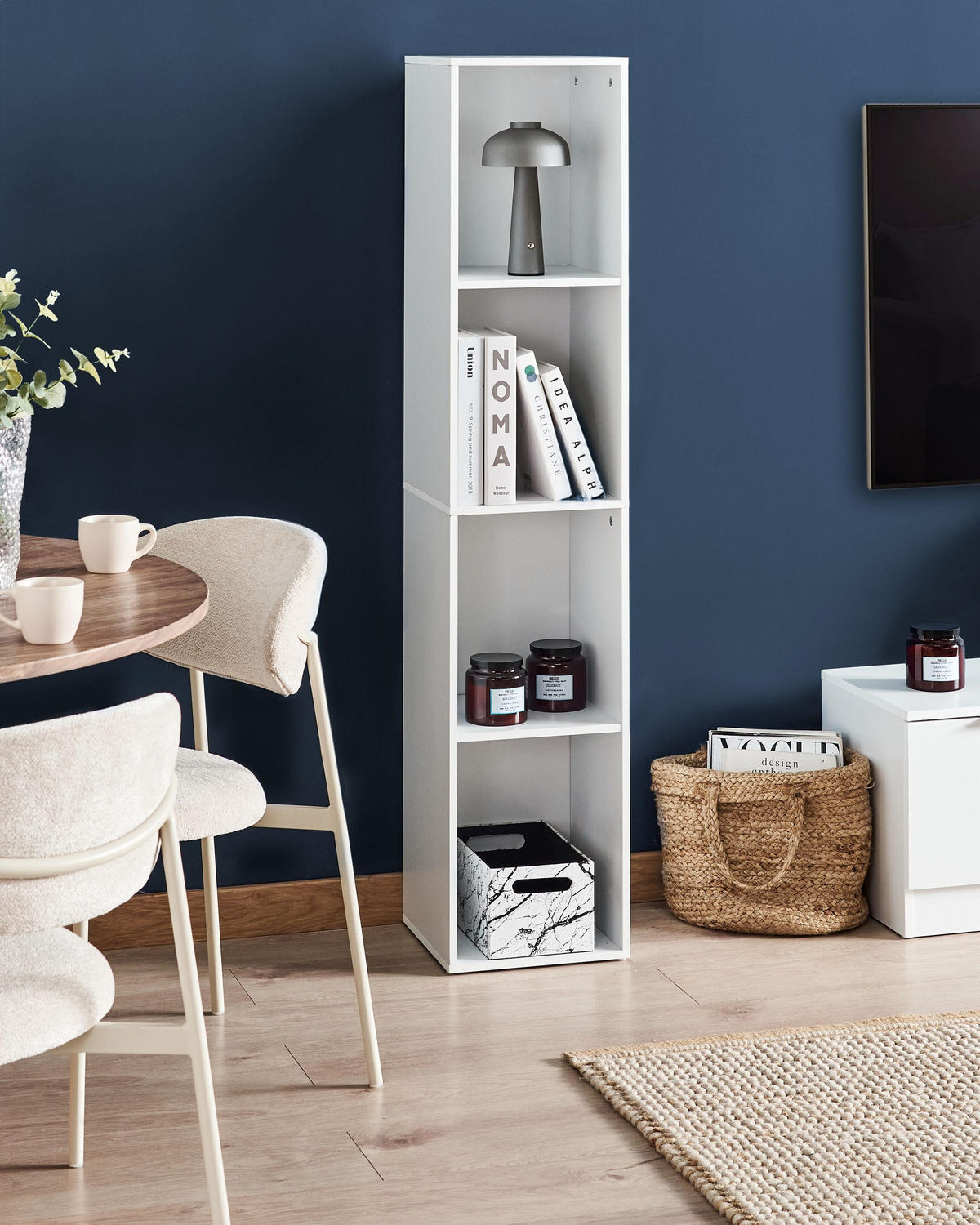BÜCHERREGAL mit 4 Ebenen 143 cm Weiß Winnipeg - Weiß, Holzwerkstoff (30/143/30cm) - Beliani