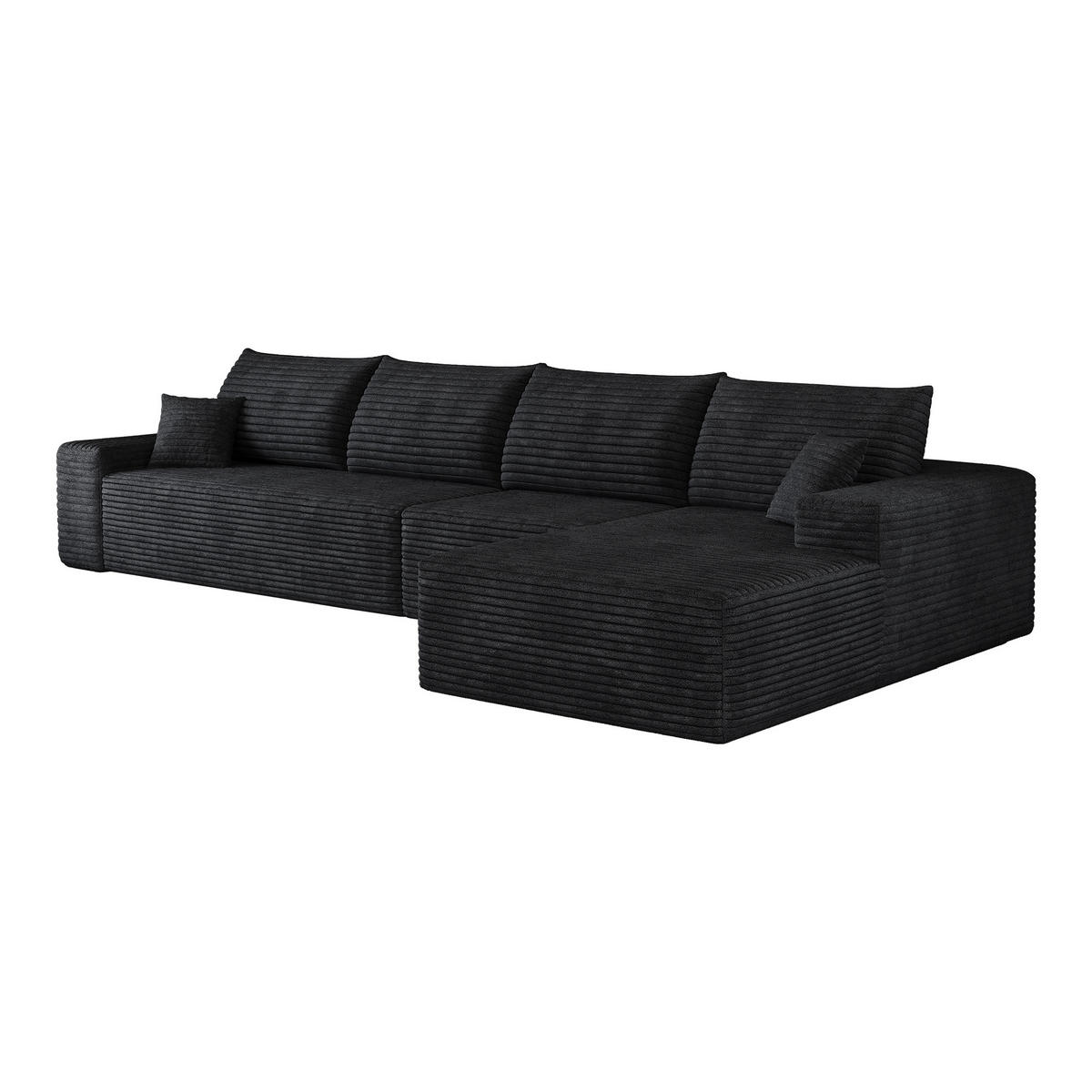 ECKSOFA DE-34857 3-Sitzer Chaiselongue rechts Schwarz - Schwarz, Textil (175/270cm) - ComfortXL