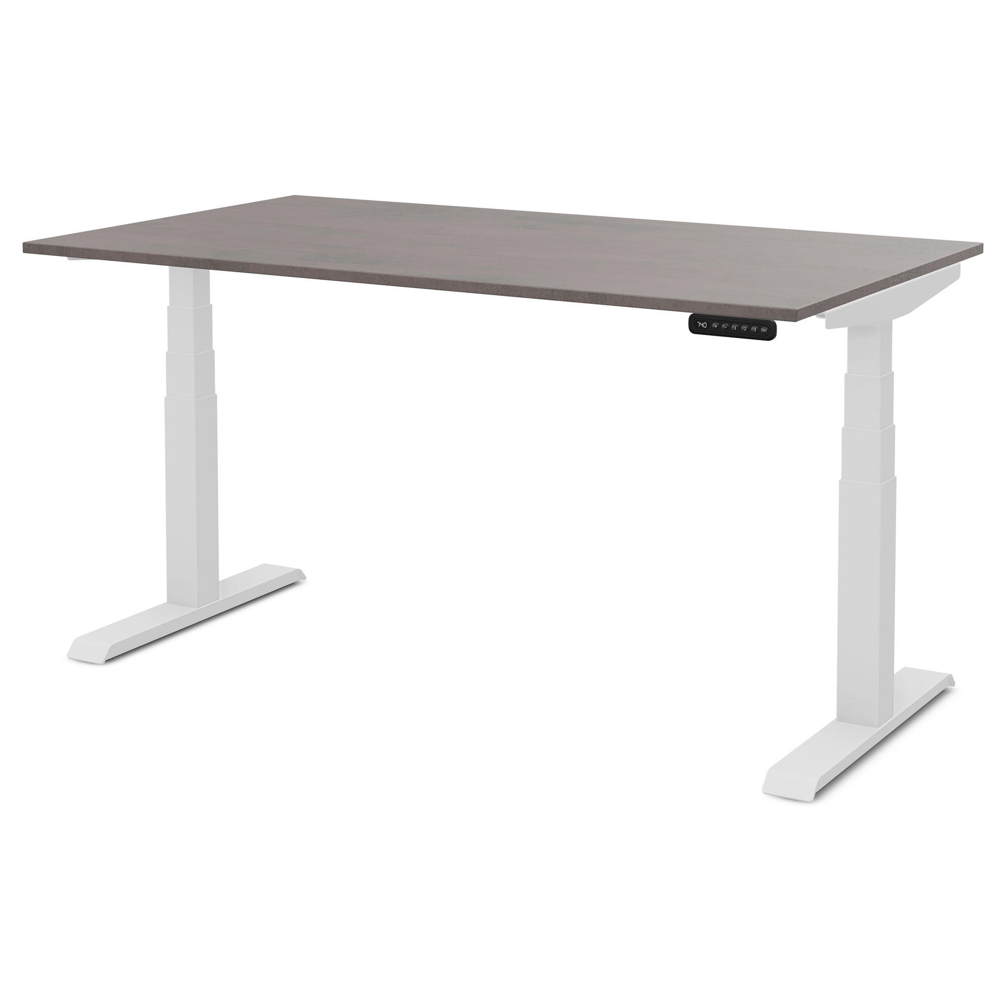 SCHREIBTISCH Elektrisch höhenverstellbarer Kinderschreibtisch JUNIOR Sichtbeton Anthrazit Signalweiß 120/80/52.5-121cm - Schieferfarben/Weiß, Holzwerkstoff/Metall (80/120/121cm) - ASSMANN