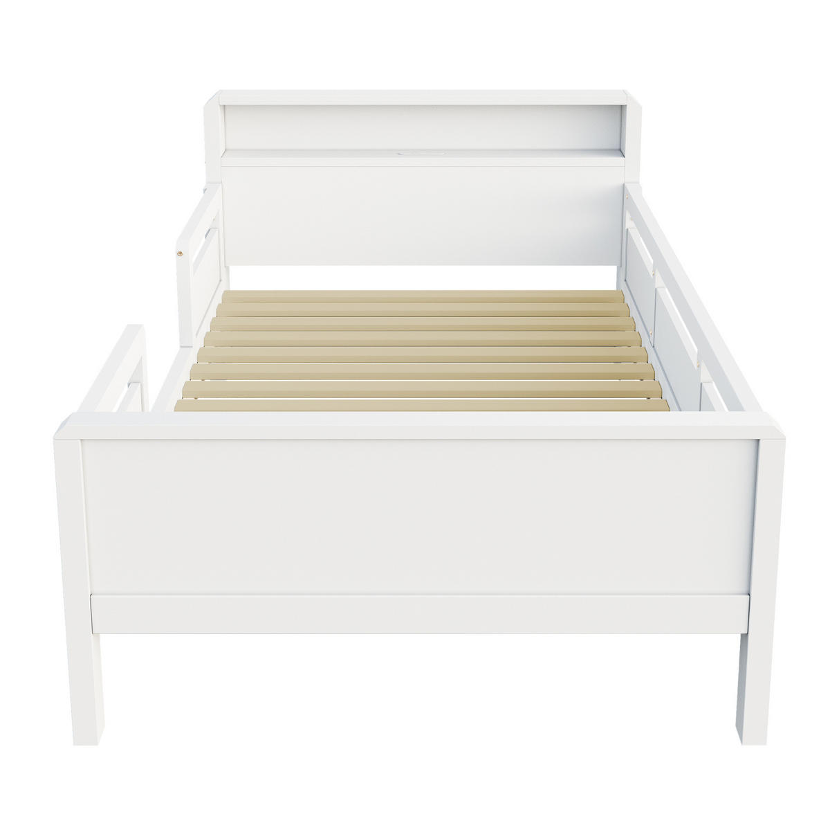 BETT 90/200 cm aus Kiefernholz mit LED, Weiß - Weiß, Holz (90/200cm) - OKMYHOME
