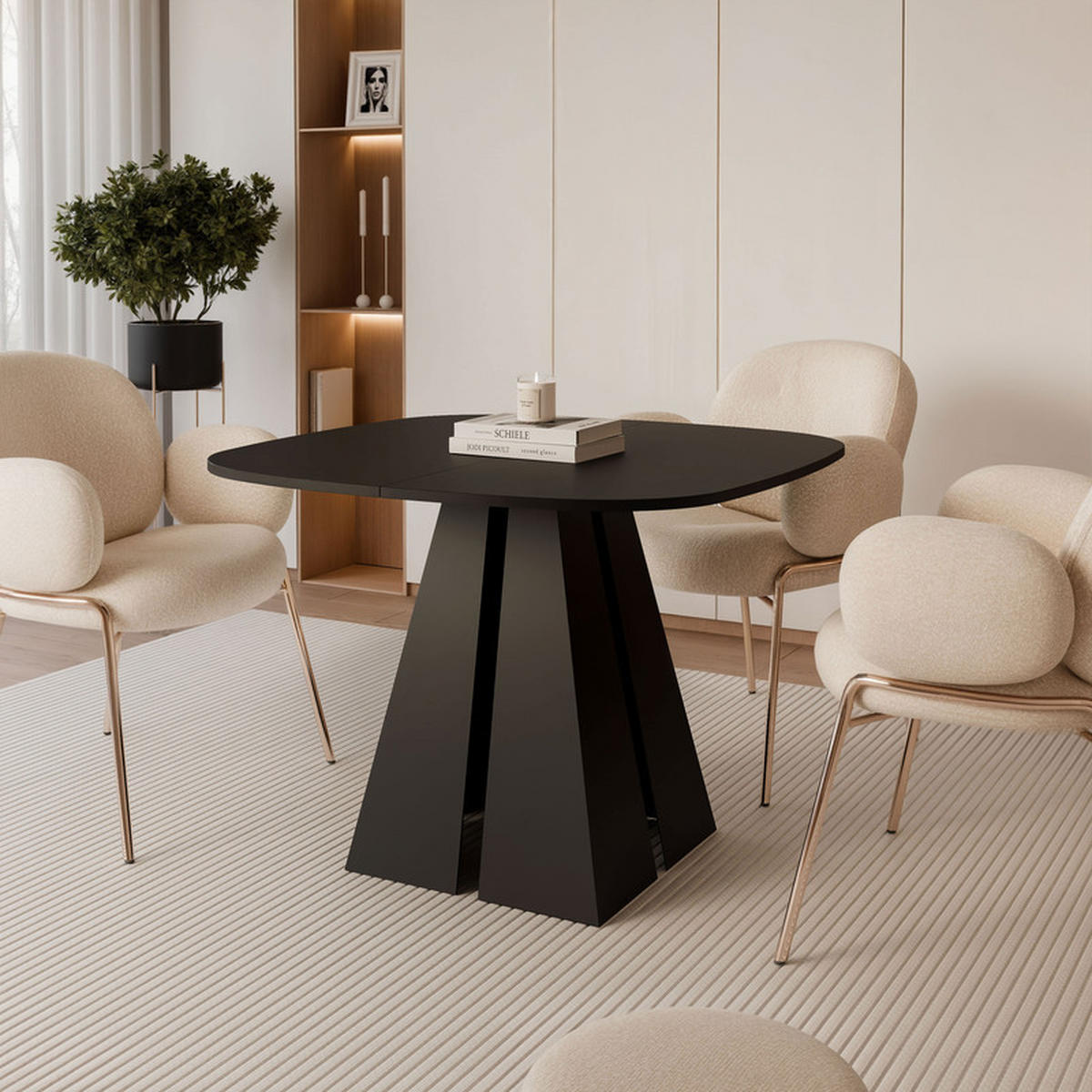 AUSZIEHTISCH ZELO 120/60/76 cm, Schwarz - Schwarz, Holzwerkstoff/Metall (60/120/76cm) - Idohome