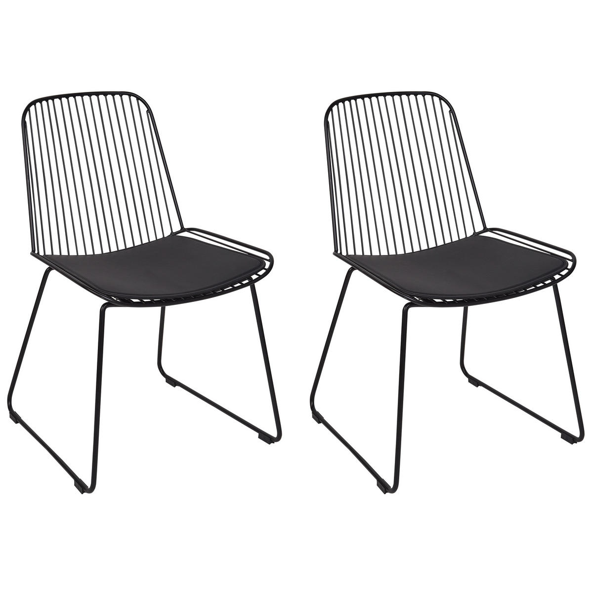ESSZIMMERSTUHL 2er-Set Metall Schwarz Pensacola - Schwarz, Metall (52/83/57cm) - Beliani