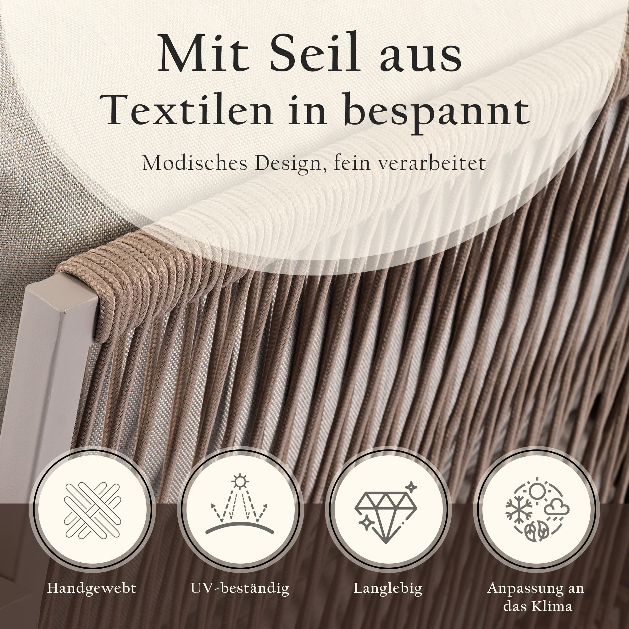 Thumbnail - Flieks Loungeset, Hellbraun, Metall, Loungemöbel, Gartenlounge-Sets