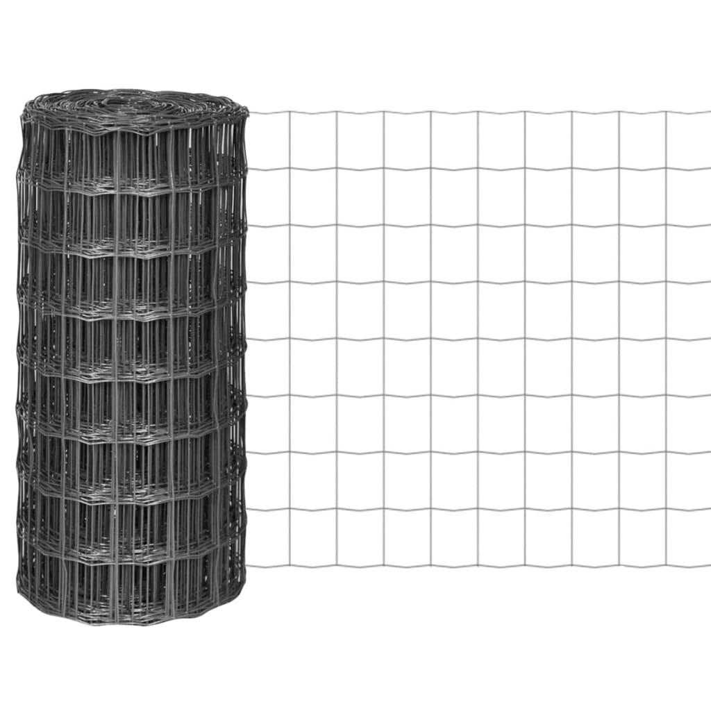 EUROZAUN Stahl 25/0,8 M Grau - Grau, Metall (2500/80cm) - vidaXL