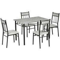 ESSZIMMER-SET, Metall rechteckig 5-teilig, grau-schwarz - Grau, Holzwerkstoff (70/75.5/107cm) - Vallsero
