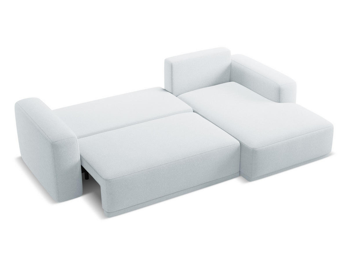 ECKSOFA mit Schlaffunktion Chenille Stoff Blau - Blau/Schwarz, Kunststoff/Textil (258/160cm) - Makamii