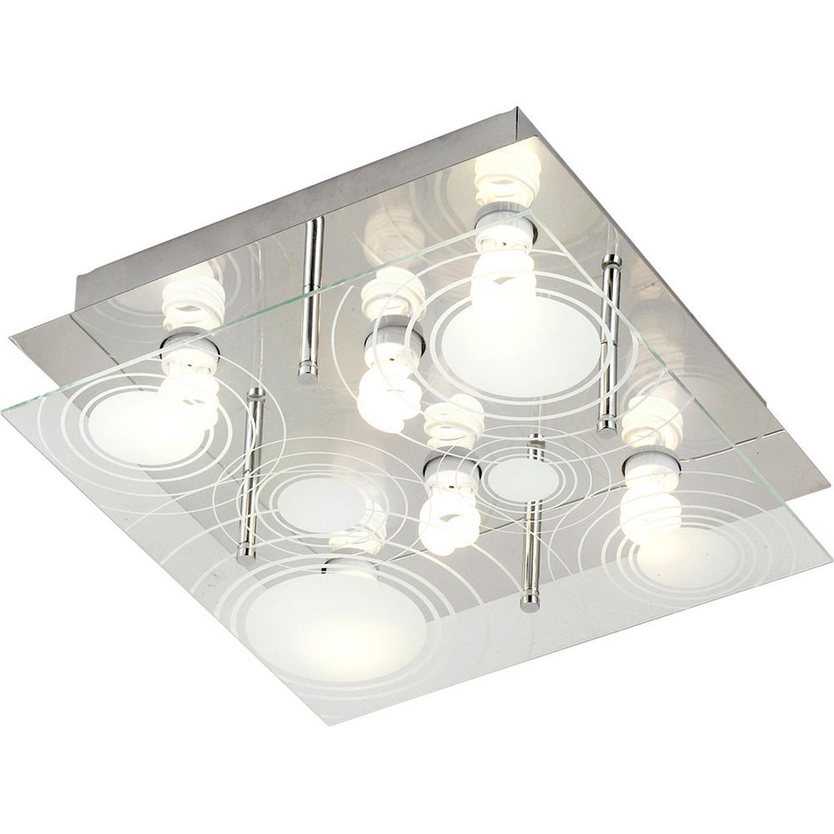 LED DECKENLEUCHTE TRITON Silber Metall Glas - Silberfarben, Glas (33/33/12.5cm) - Globo Lighting