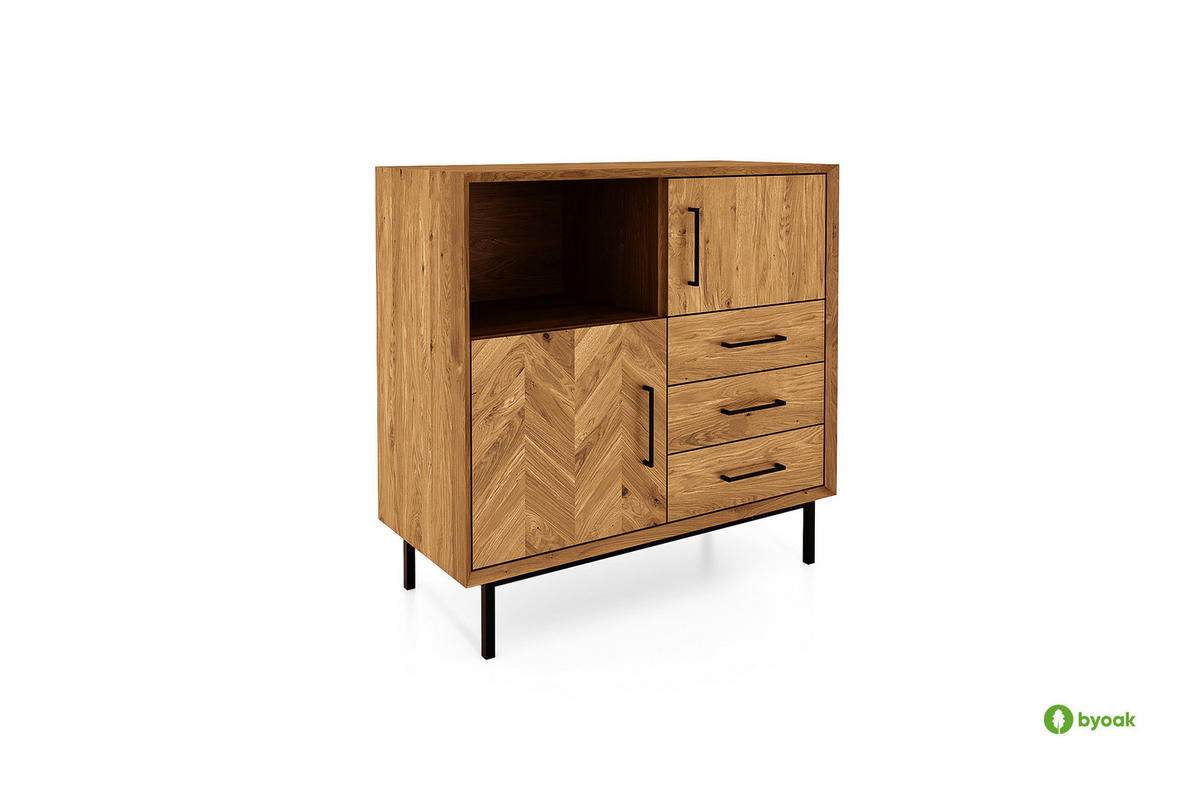 KOMMODE HOCH LEON Wildeiche - Wildeiche, Holz (97/95/45cm) - byoak