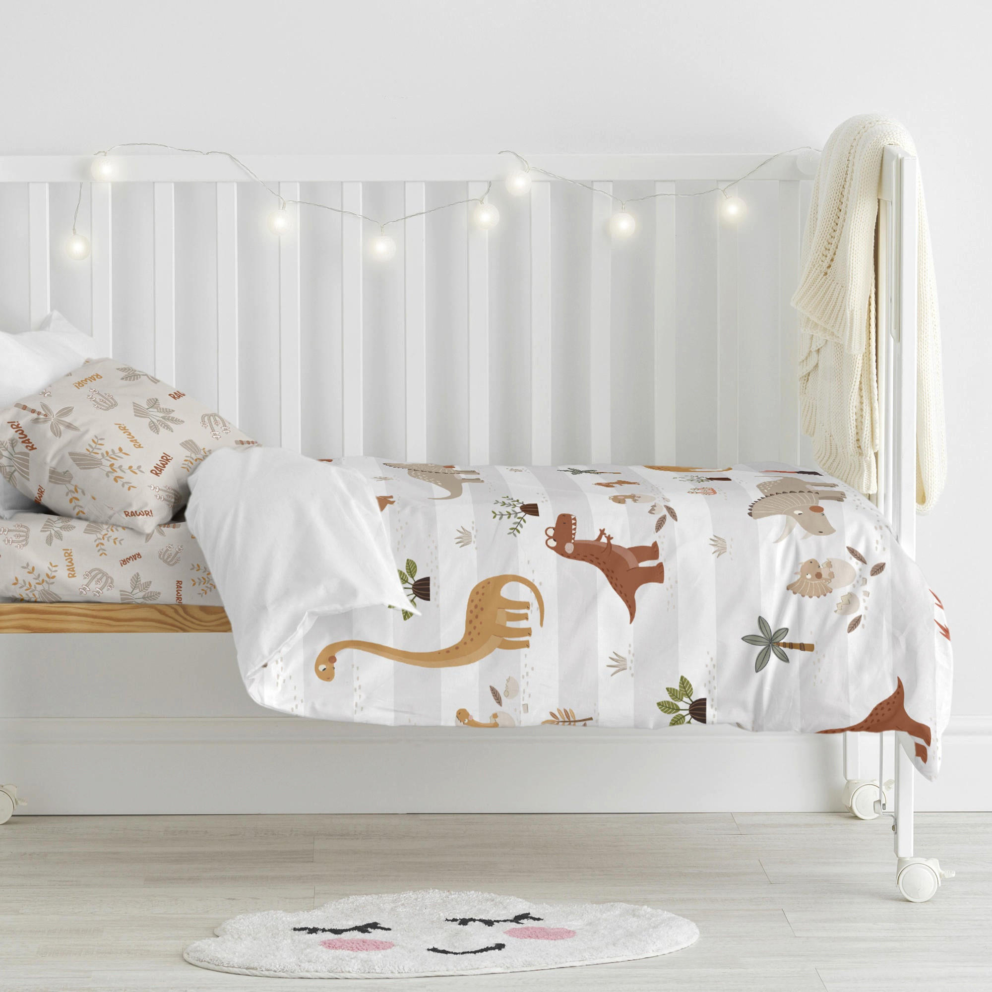 BETTBEZUG 2er-Set teiliges dino family 100x120 cm (kinderbett) mehrfarbig - Multicolor, Textil (100/120cm) - Happy Friday