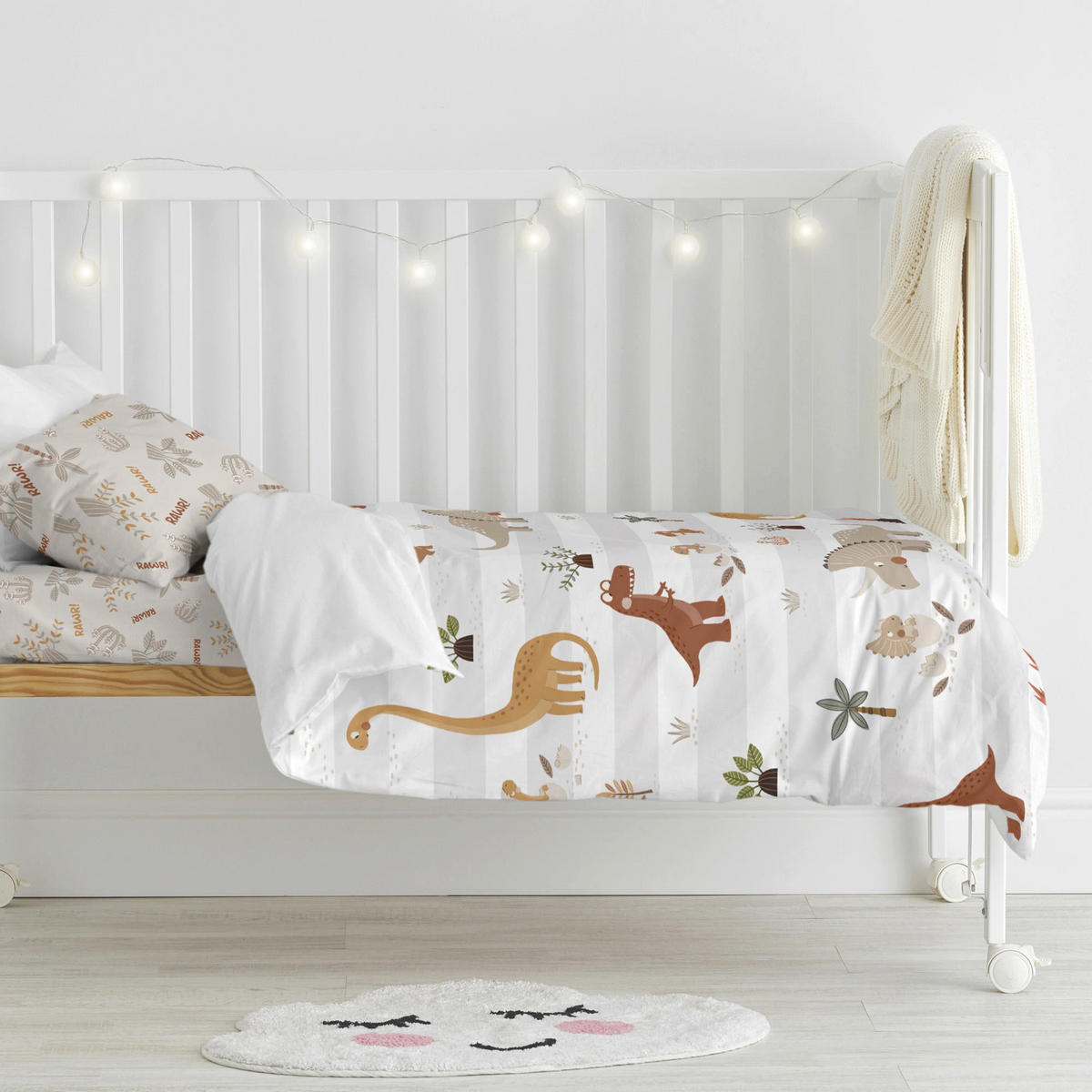 BETTBEZUG 2er-Set teiliges dino family 100x120 cm (kinderbett) mehrfarbig - Multicolor, Textil (100/120cm) - Happy Friday