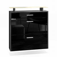 SCHUHSCHRANK Malea Fronten in Schwarz Hochglanz - Schwarz Hochglanz, Holzwerkstoff (89/96/23cm) - Vladon