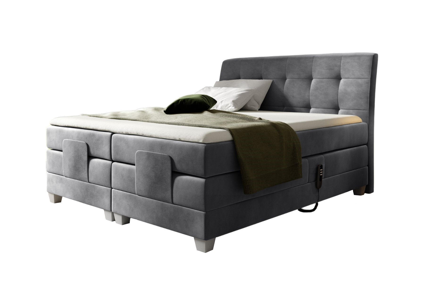 Meblini Boxspringbett Dunkelgrau 120x200 cm