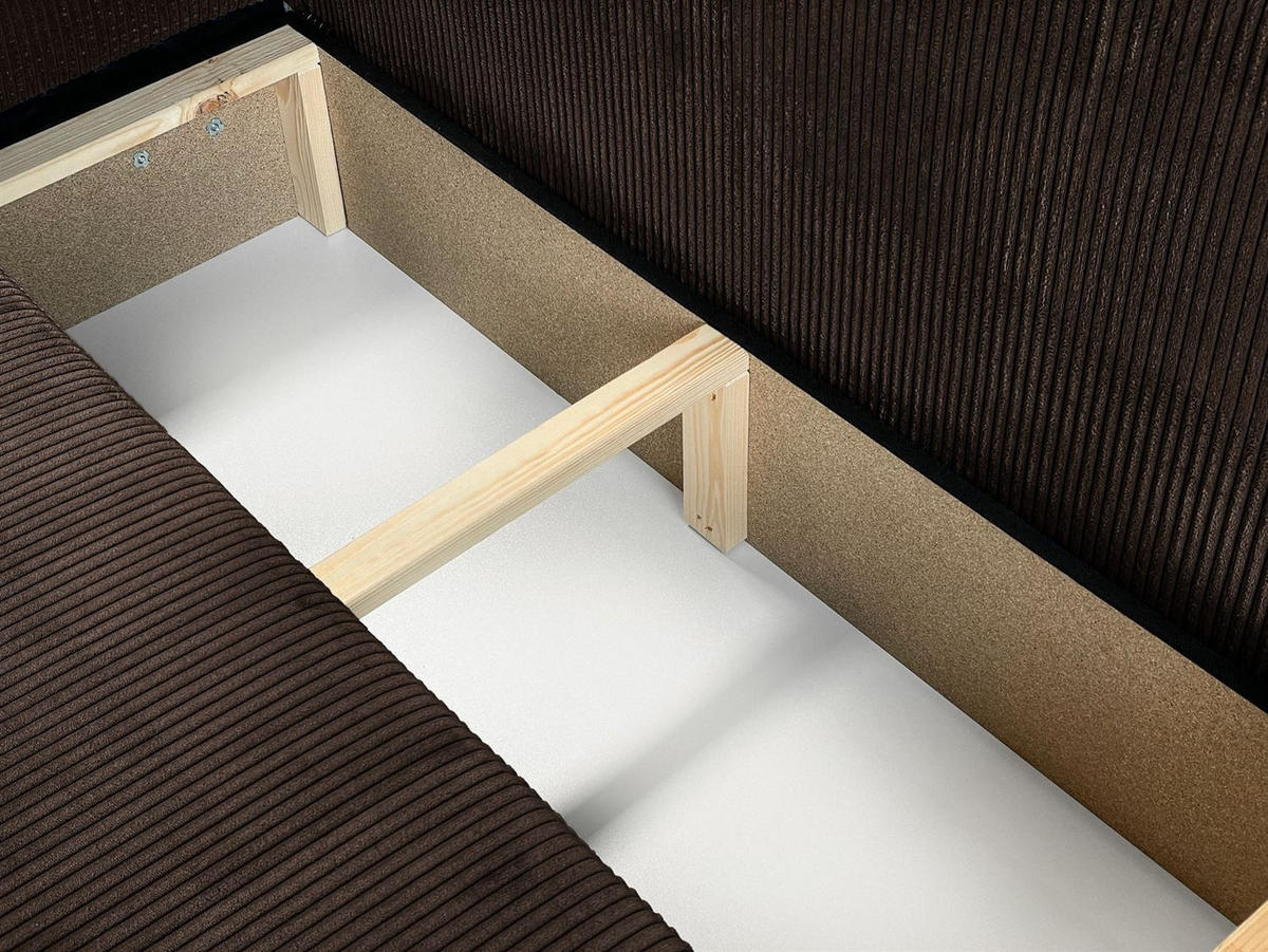 WOHNLANDSCHAFT Gepolstertes CARLO U Cord mit Schlaffunktion und Bettkasten, Poso 06 - Braun, Textil (315/83/143cm) - Lookway